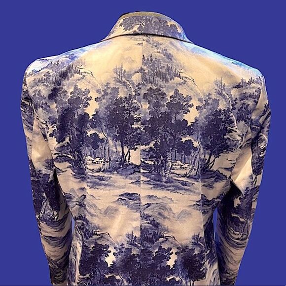 Blue Toile  Printed  Blazer - Picture 17 of 17